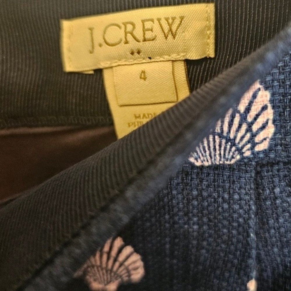 J.Crew Factory Navy Pink Seashell Mini Skirt Size 4 Pockets Summer Coastal - Picture 5 of 8
